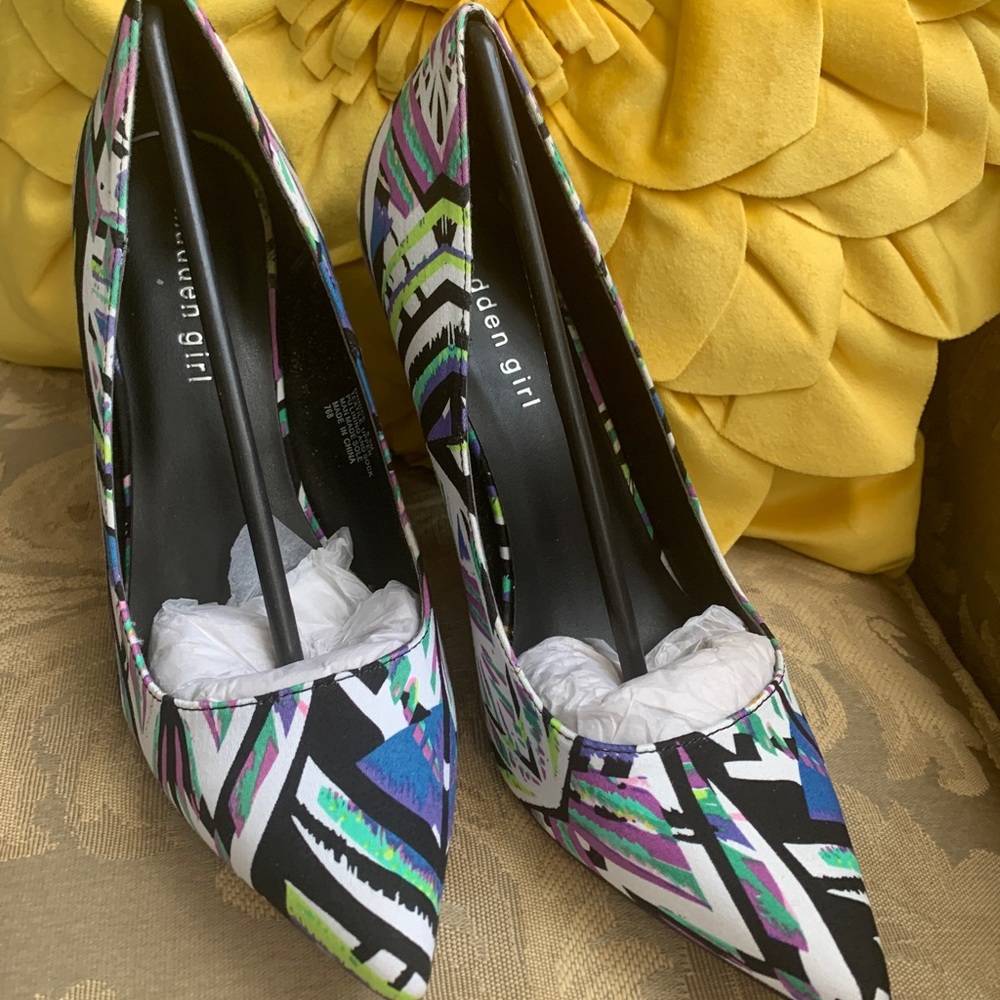 Madden Girl OhNice Abstract Printed Heels (8.5)